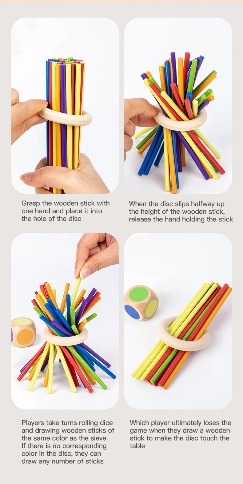 Wooden Stick Picking Game – Montessori Family Interaction Toy