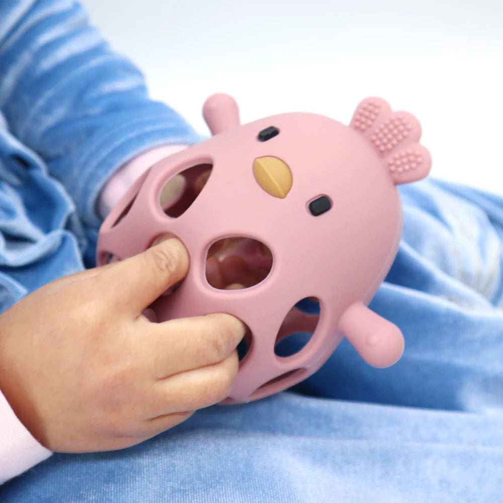 Baby Silicone Chick Teether – Hollow Cartoon Design for Infants